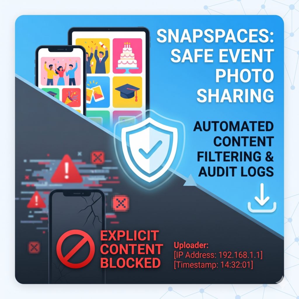 SnapSpaces digital safety audit log and AI content filtering for events.